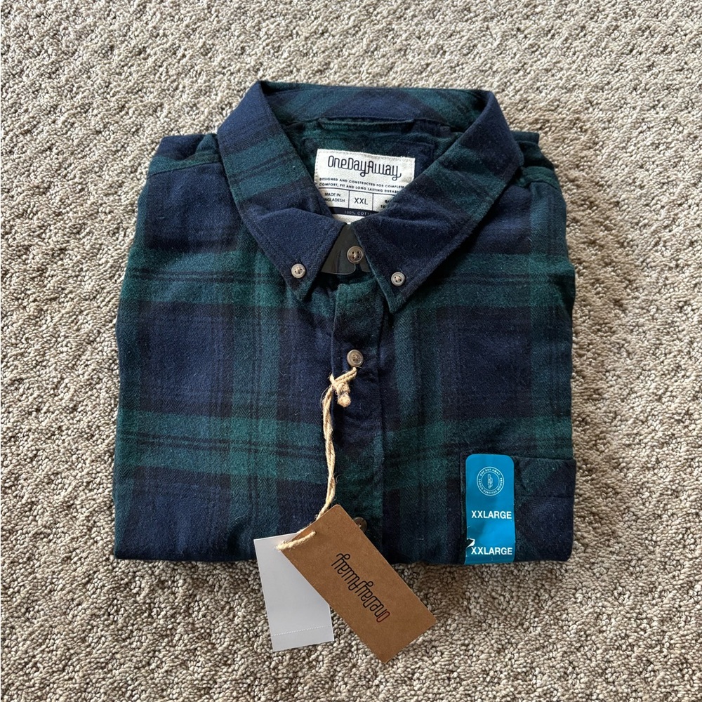 NWT One Day Away Flannel Button Down Shirt